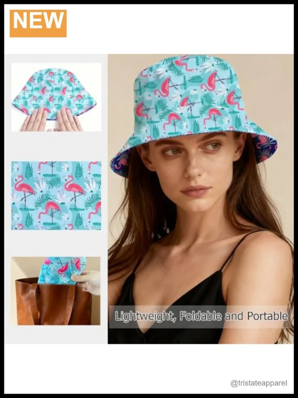 Reversible Flamingo Bucket Hat for Women Men Sun Protection Packable